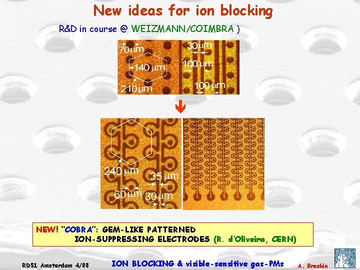 New ideas for ion blocking R&D in course @ WEIZMANN/COIMBRA ) NEW! “COBRA”: GEM-LIKE