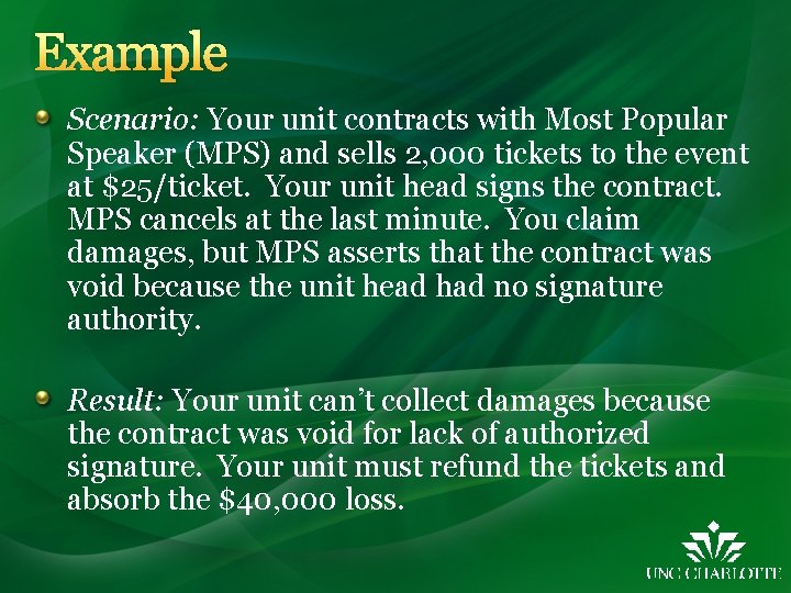 Example Scenario: Your unit contracts with Most Popular Speaker (MPS) and sells 2, 000