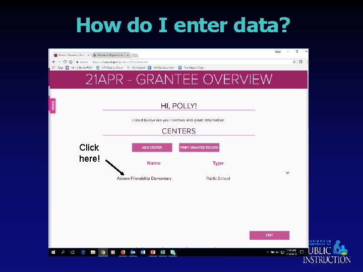 How do I enter data? Click here! 