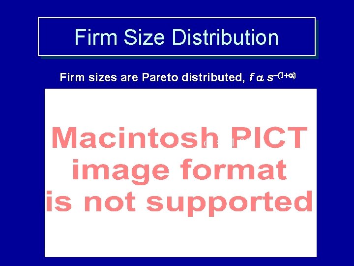 Firm Size Distribution Firm sizes are Pareto distributed, f s (1+ ) ≈ -1.
