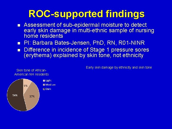 ROC-supported findings n n n Assessment of sub-epidermal moisture to detect early skin damage