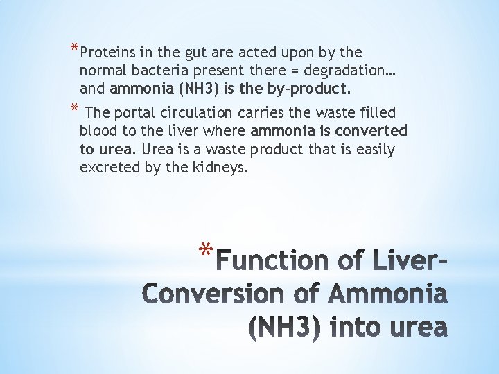 *Proteins in the gut are acted upon by the normal bacteria present there =