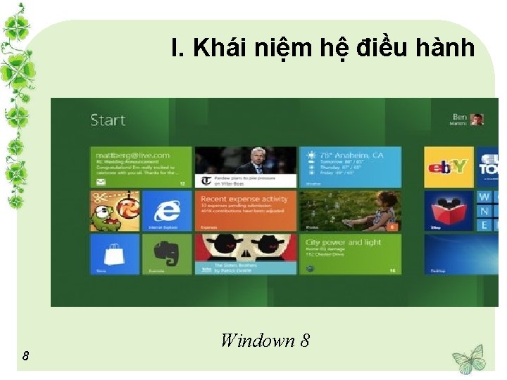 I. Khái niệm hệ điều hành 8 Windown 8 