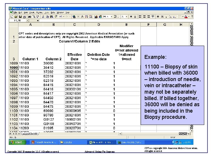 Example: 11100 – Biopsy of skin when billed with 36000 – introduction of needle,