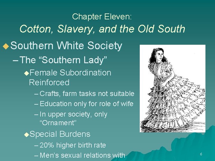 Chapter Eleven: Cotton, Slavery, and the Old South u Southern White Society – The