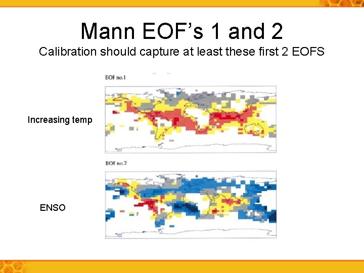 Mann EOF’s 1 and 2 Calibration should capture at least these first 2 EOFS