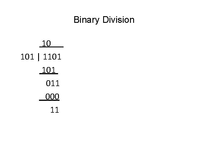 Binary Division 10 101 | 1101 011 000 11 