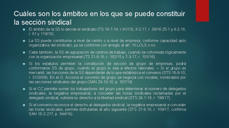 Cuáles son los ámbitos en los que se puede constituir la sección sindical El