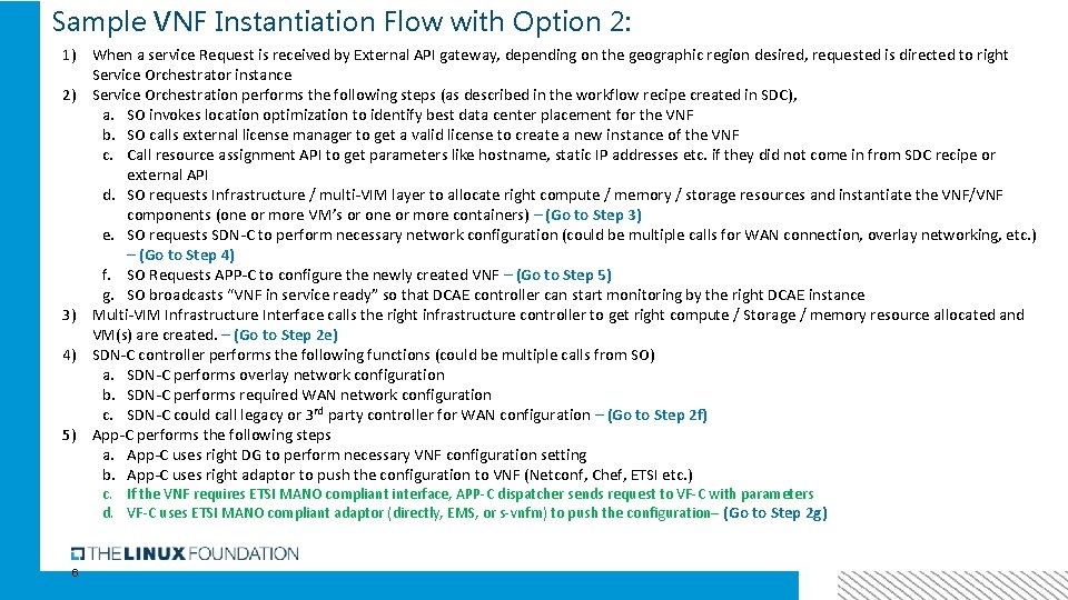 Sample VNF Instantiation Flow with Option 2: 1) When a service Request is received