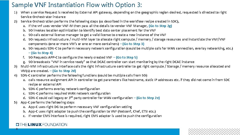 Sample VNF Instantiation Flow with Option 3: 1) When a service Request is received