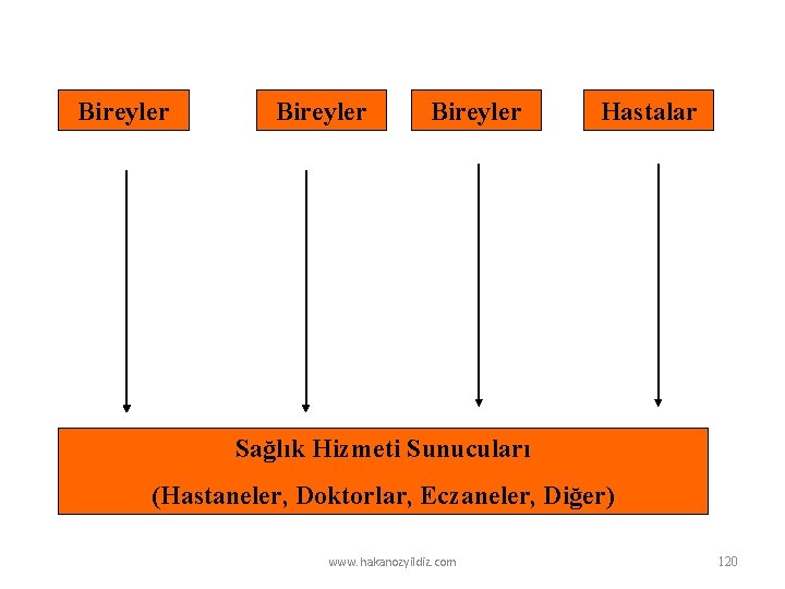 Bireyler Hastalar Sağlık Hizmeti Sunucuları (Hastaneler, Doktorlar, Eczaneler, Diğer) www. hakanozyildiz. com 120 