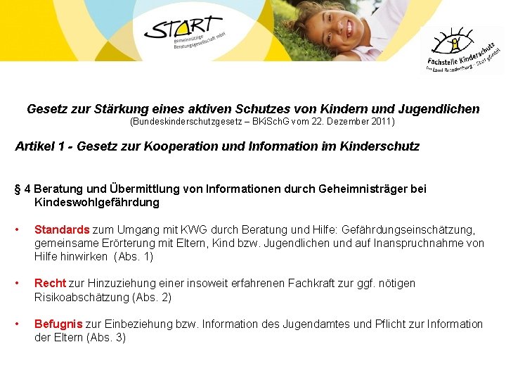 Gesetz zur Stärkung eines aktiven Schutzes von Kindern und Jugendlichen (Bundeskinderschutzgesetz – BKi. Sch.