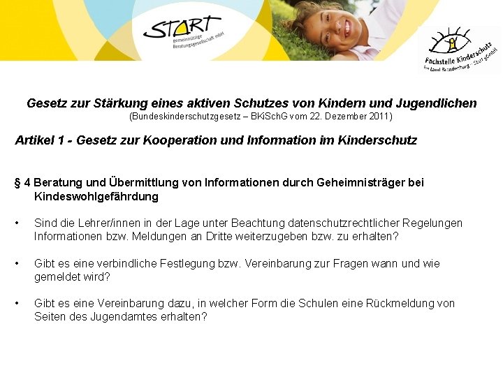 Gesetz zur Stärkung eines aktiven Schutzes von Kindern und Jugendlichen (Bundeskinderschutzgesetz – BKi. Sch.