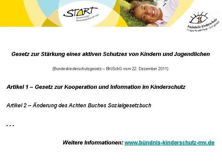 Gesetz zur Stärkung eines aktiven Schutzes von Kindern und Jugendlichen (Bundeskinderschutzgesetz – BKi. Sch.