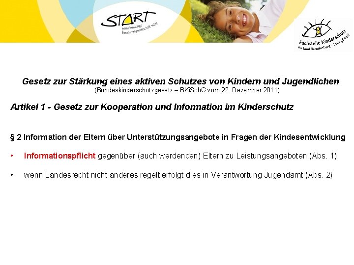 Gesetz zur Stärkung eines aktiven Schutzes von Kindern und Jugendlichen (Bundeskinderschutzgesetz – BKi. Sch.