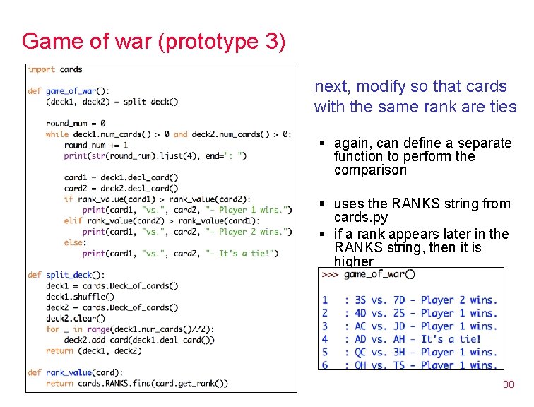 Game of war (prototype 3) next, modify so that cards with the same rank