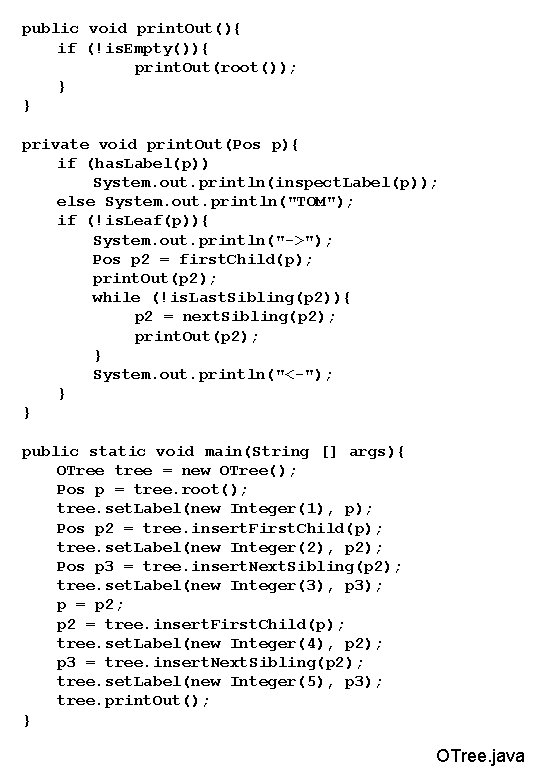 public void print. Out(){ if (!is. Empty()){ print. Out(root()); } } private void print.