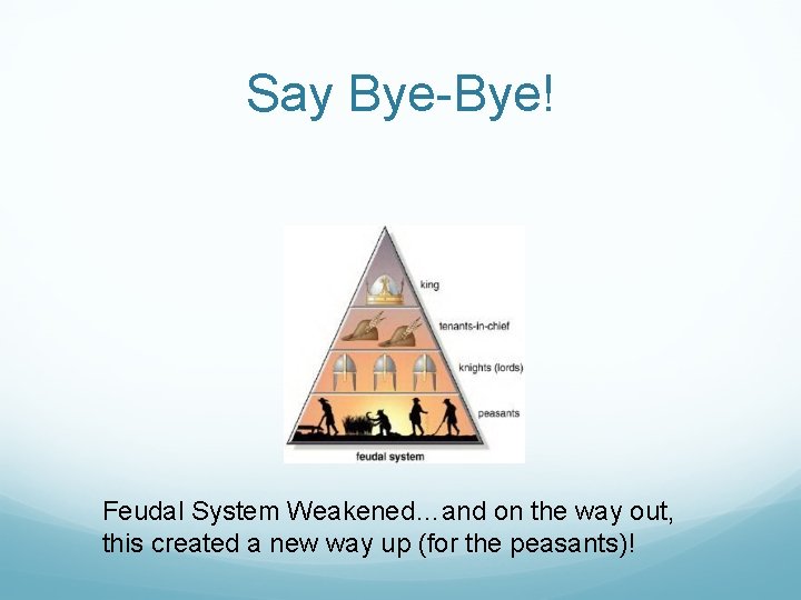 Say Bye-Bye! Feudal System Weakened…and on the way out, this created a new way