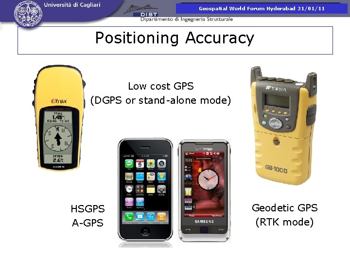 Presentazione corso di. Hyderabad Fotogrammetria Geospatial World Forum 21/01/11 Positioning Accuracy Low cost GPS