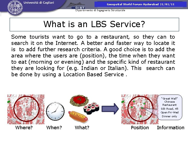 Presentazione corso di. Hyderabad Fotogrammetria Geospatial World Forum 21/01/11 What is an LBS Service?