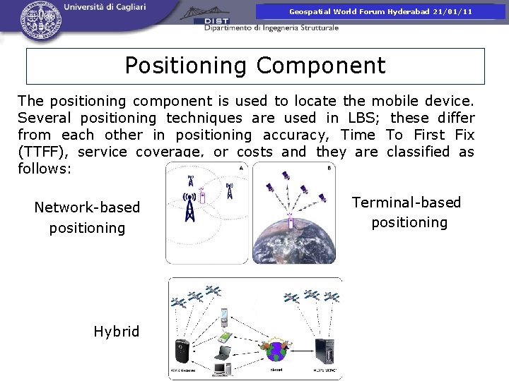 Presentazione corso di. Hyderabad Fotogrammetria Geospatial World Forum 21/01/11 Positioning Component The positioning component
