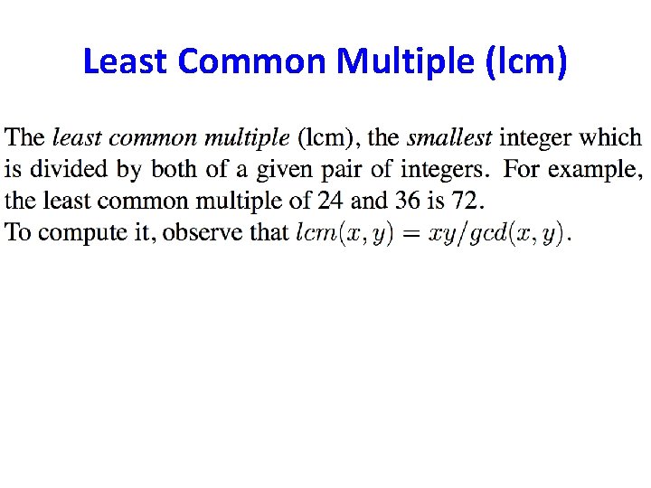 Least Common Multiple (lcm) 