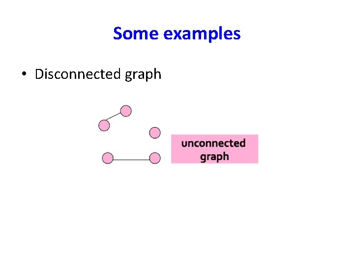 Some examples • Disconnected graph 