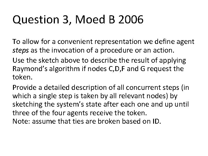 Question 3, Moed B 2006 To allow for a convenient representation we define agent