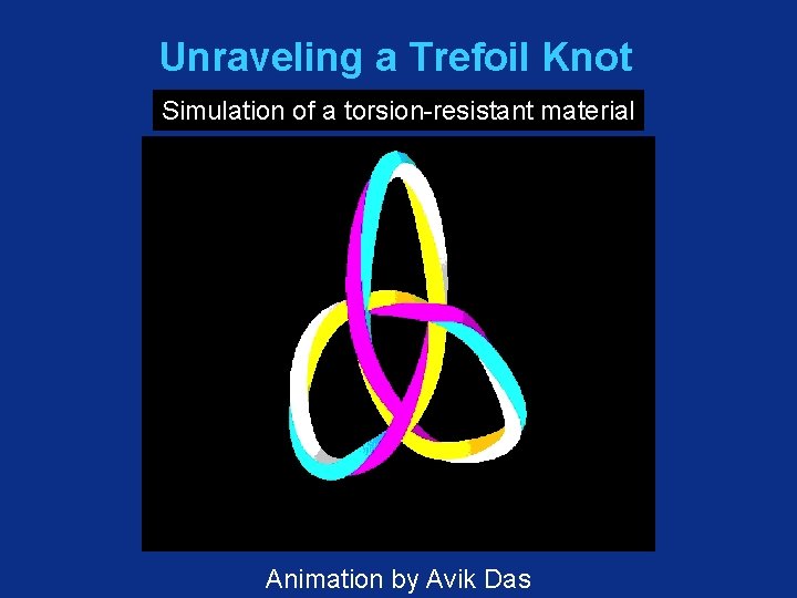 Unraveling a Trefoil Knot Simulation of a torsion-resistant material Animation by Avik Das 