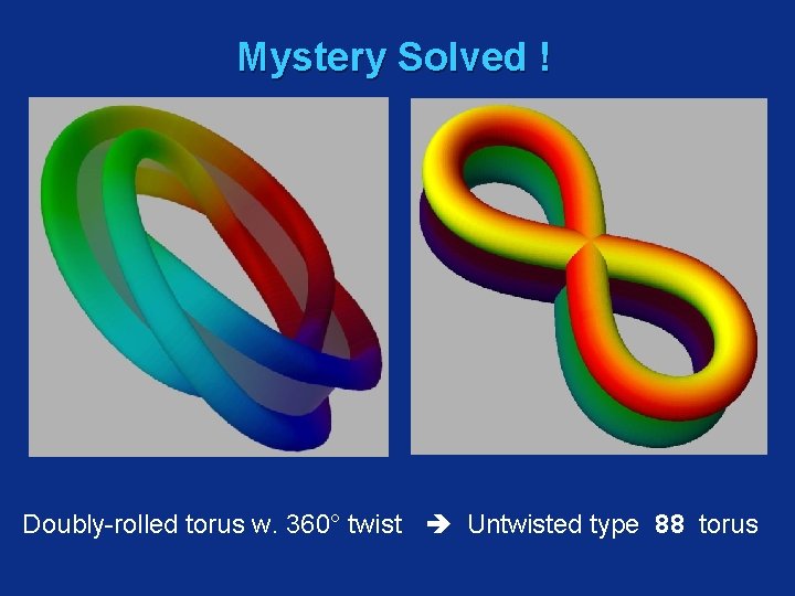 Mystery Solved ! Doubly-rolled torus w. 360° twist Untwisted type 88 torus 