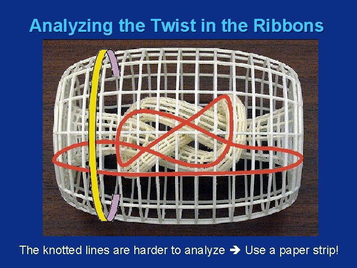 Analyzing the Twist in the Ribbons The knotted lines are harder to analyze Use
