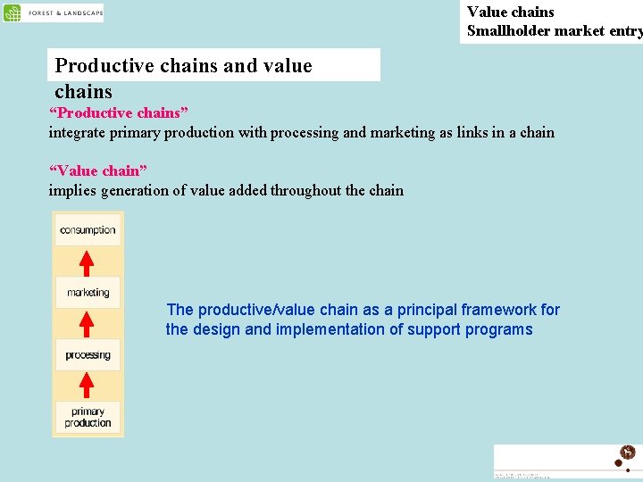 Value chains Smallholder market entry Productive chains and value chains “Productive chains” integrate primary