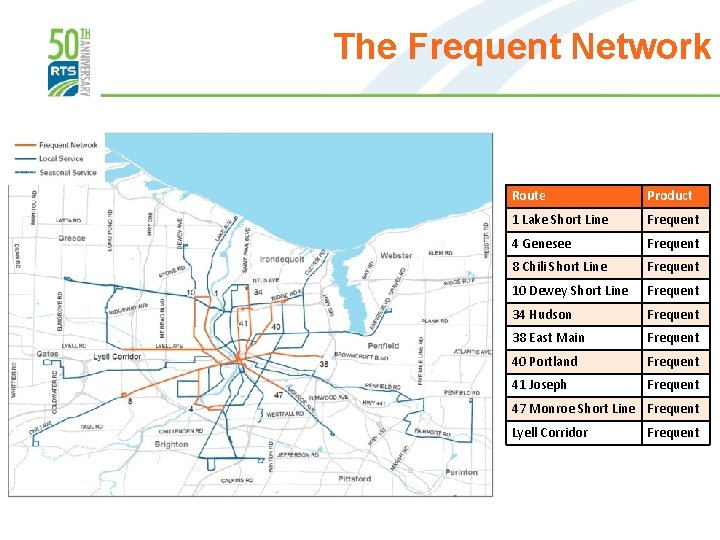 The Frequent Network Route Product 1 Lake Short Line Frequent 4 Genesee Frequent 8