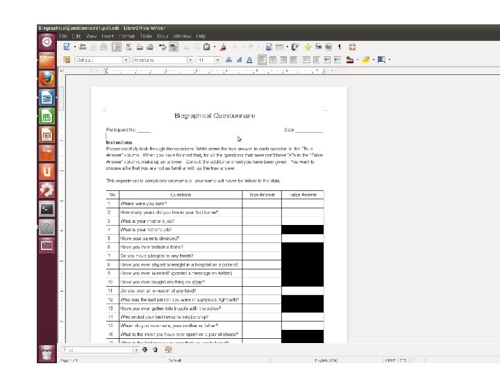 Biographical Questionnaire 