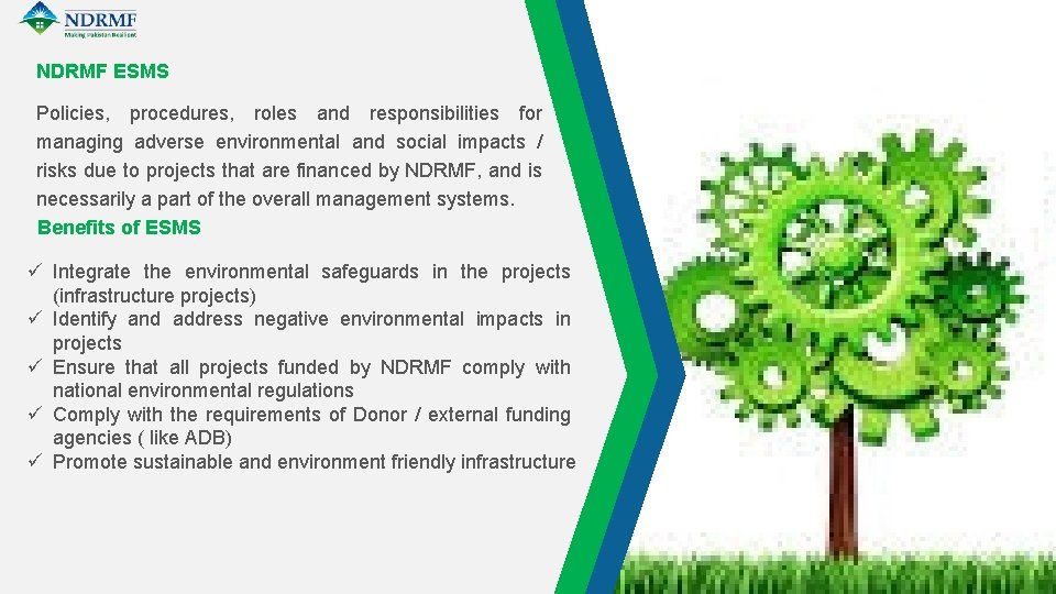 NDRMF ESMS Policies, procedures, roles and responsibilities for managing adverse environmental and social impacts