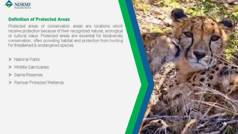 Definition of Protected Areas Protected areas or conservation areas are locations which receive protection