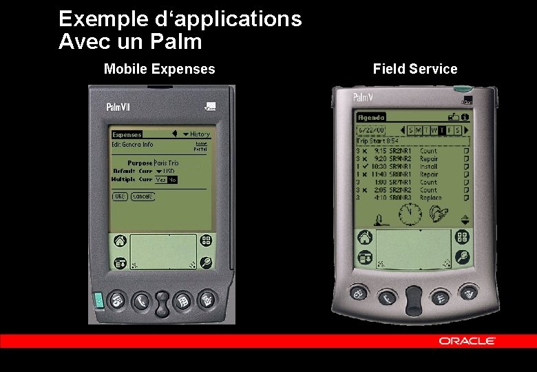 Exemple d‘applications Avec un Palm Mobile Expenses Field Service 