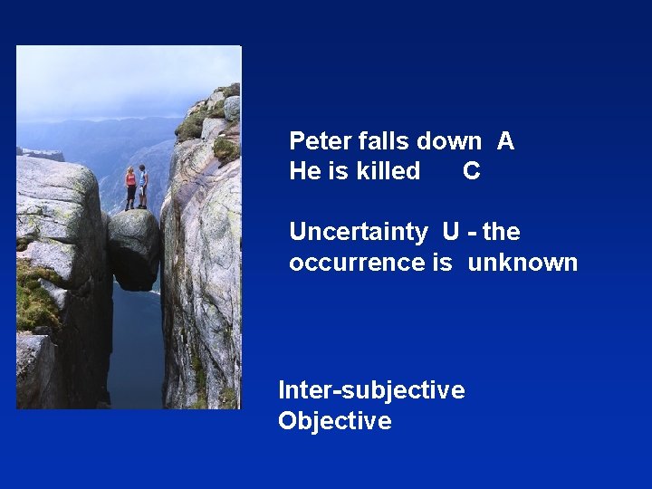 Peter falls down A He is killed C Uncertainty U - the occurrence is