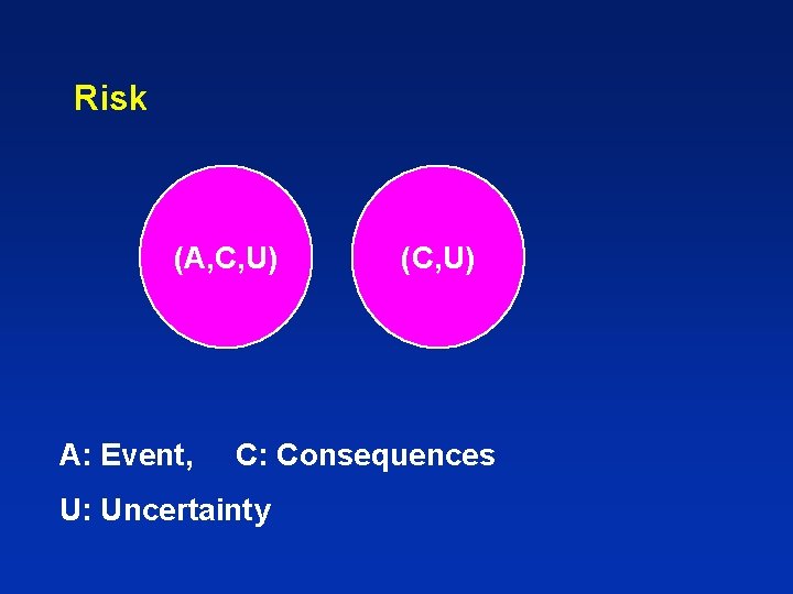 Risk (A, C, U) A: Event, (C, U) C: Consequences U: Uncertainty 