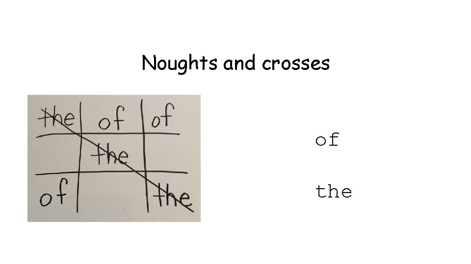 Noughts and crosses of the 