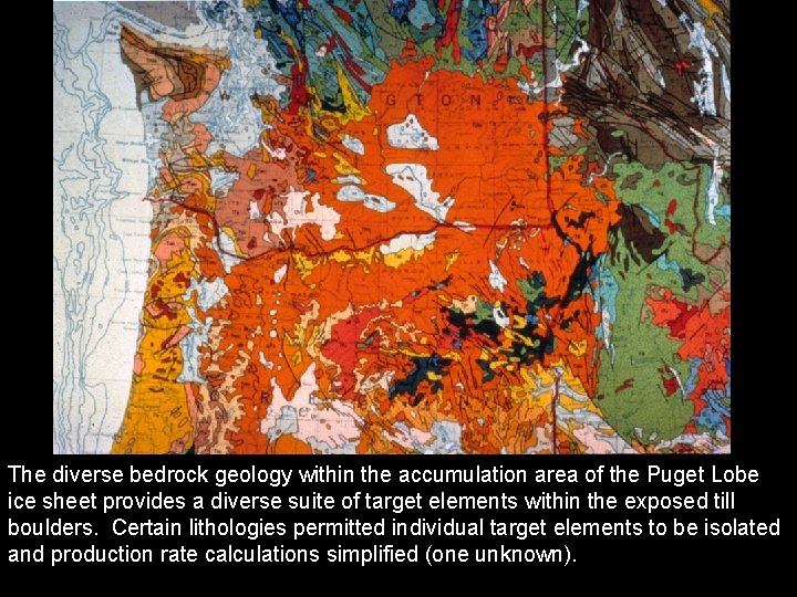 The diverse bedrock geology within the accumulation area of the Puget Lobe ice sheet