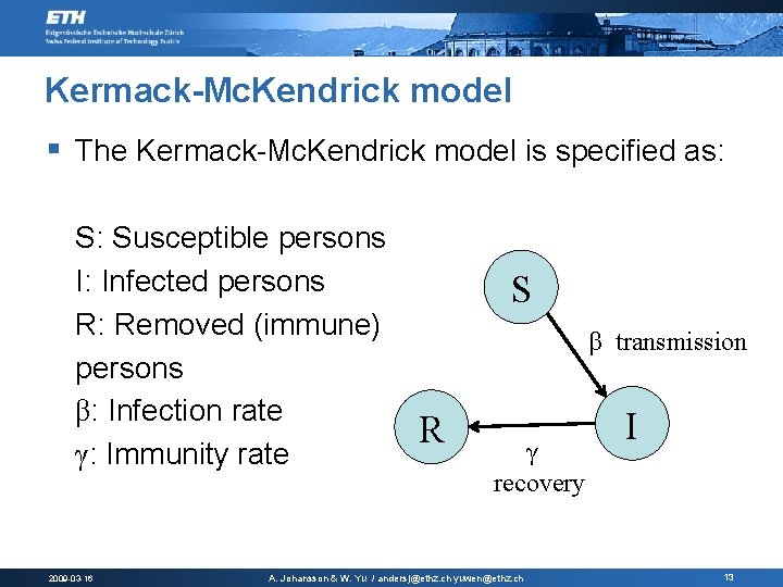 Kermack-Mc. Kendrick model § The Kermack-Mc. Kendrick model is specified as: S: Susceptible persons
