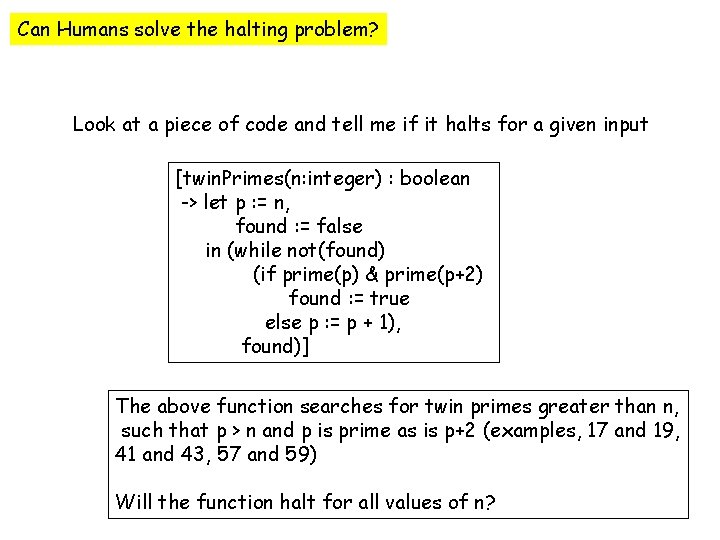 Can Humans solve the halting problem? Look at a piece of code and tell