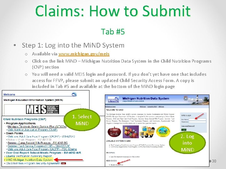Claims: How to Submit Tab #5 • Step 1: Log into the Mi. ND