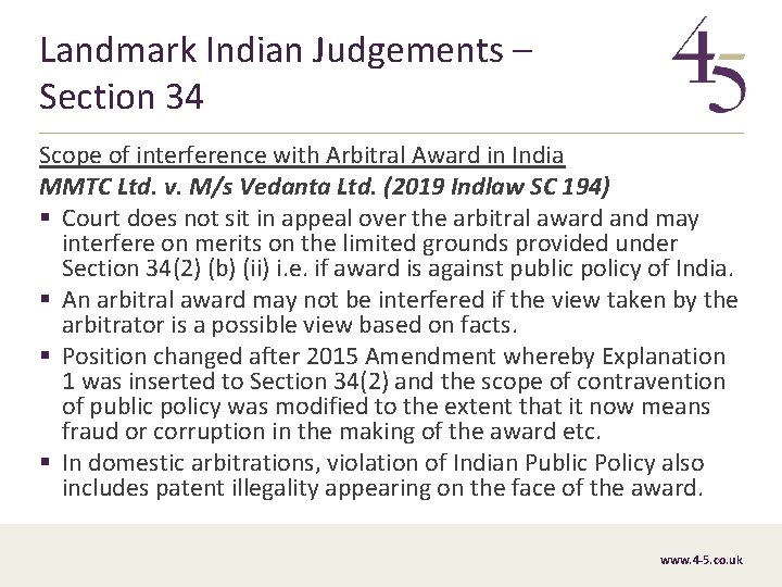 Landmark Indian Judgements – Section 34 Scope of interference with Arbitral Award in India