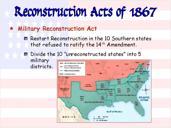 Reconstruction Acts of 1867 « Military Reconstruction Act * * Restart Reconstruction in the
