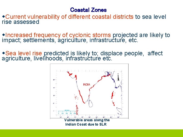 Coastal Zones w. Current vulnerability of different coastal districts to sea level rise assessed