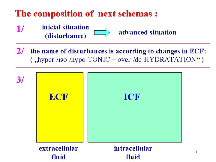 The composition of next schemas : 1/ 2/ inicial situation (disturbance) advanced situation the