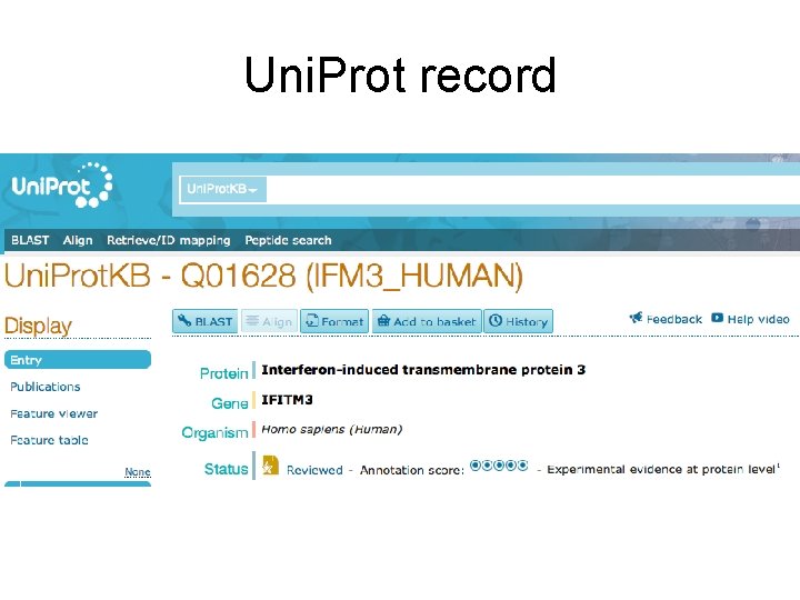 Uni. Prot record 