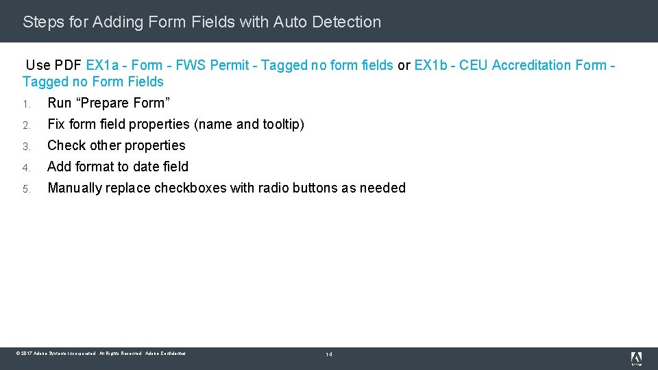 Steps for Adding Form Fields with Auto Detection Use PDF EX 1 a -